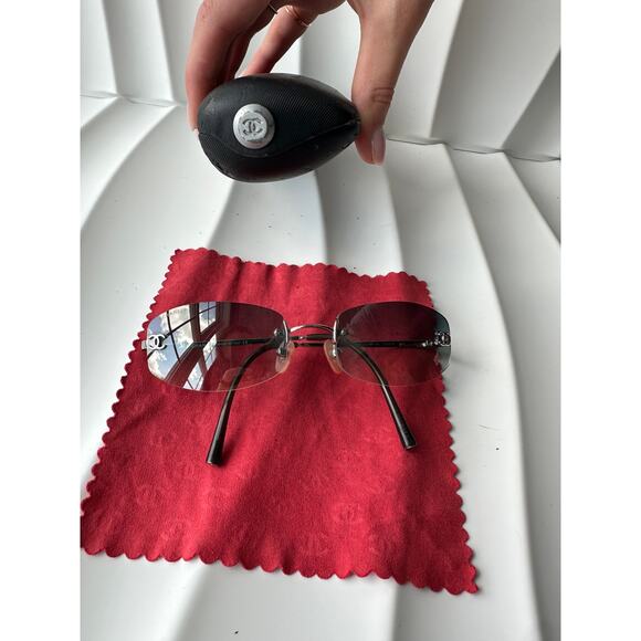 Chanel Blue Logo Rimless  Sunglasses - Picture 2 of 15